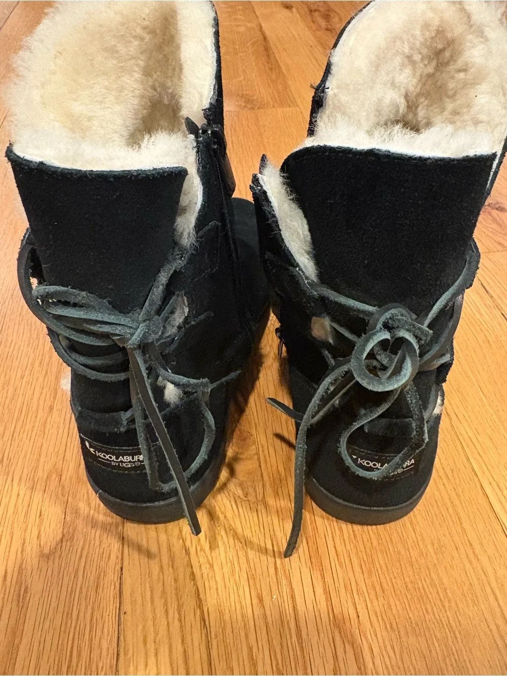 Koolaburra Black Suede-Look Shearling-Lined Winter Boots